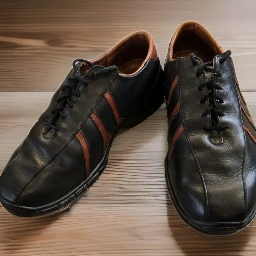 Allen Edmonds Mens 7.5 D Black Brown Leather Casual Oxford Comfort Shoes USA
